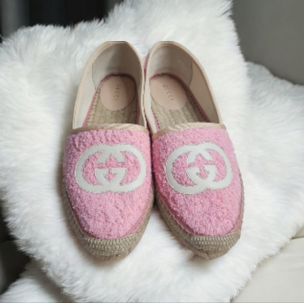 GUCCI  Soft Terry PINK  Espadrille Shoes Size 38 EU So Chic!